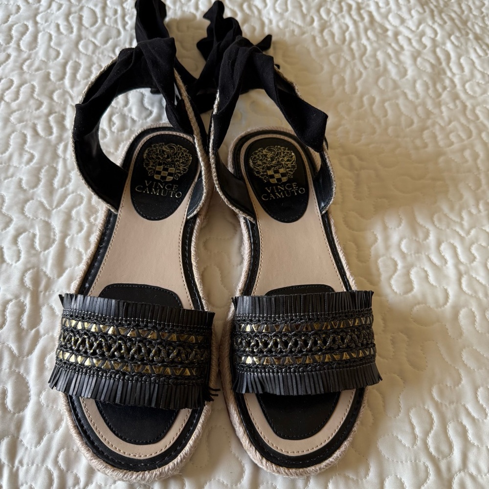 Vince Camuto Black and Gold Women's Sandals
